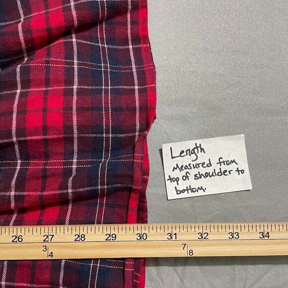 Lane Bryant Plus Size 26 Red Plaid Flannel Tunic Top Renaissance Steampunk Boho - Picture 12 of 12